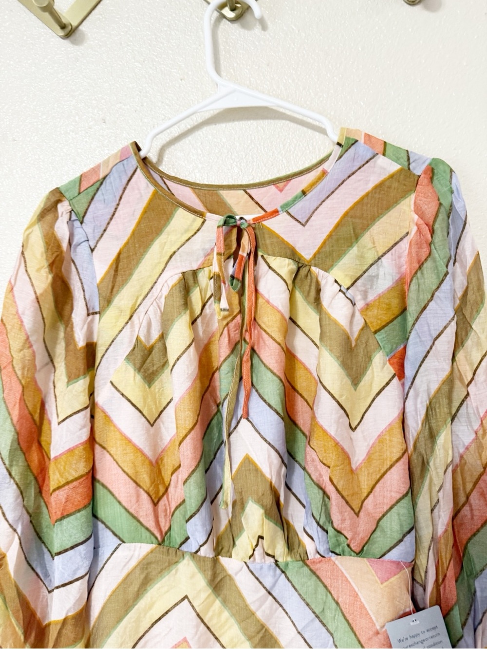 Ciebon Emerie Chevron Stripe Multicolor Zig Zag Long Sleeve Minidress NEW - Picture 8 of 11